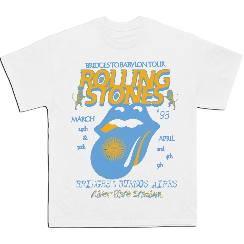 The Rolling Stones - River Plate Stadium Mens Tshirt - White